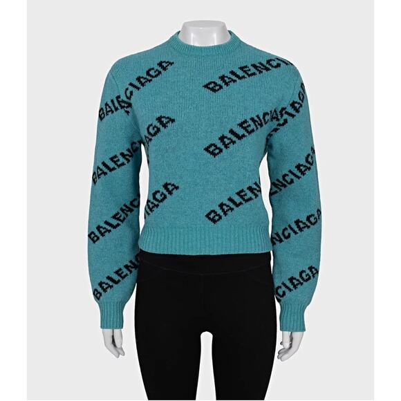 Balenciaga Green Wool Logo Sweater - Size XS (FR34) - Picture 1 of 4
